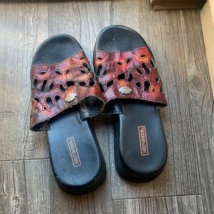 Leather Platform Harley Davidson sandals
